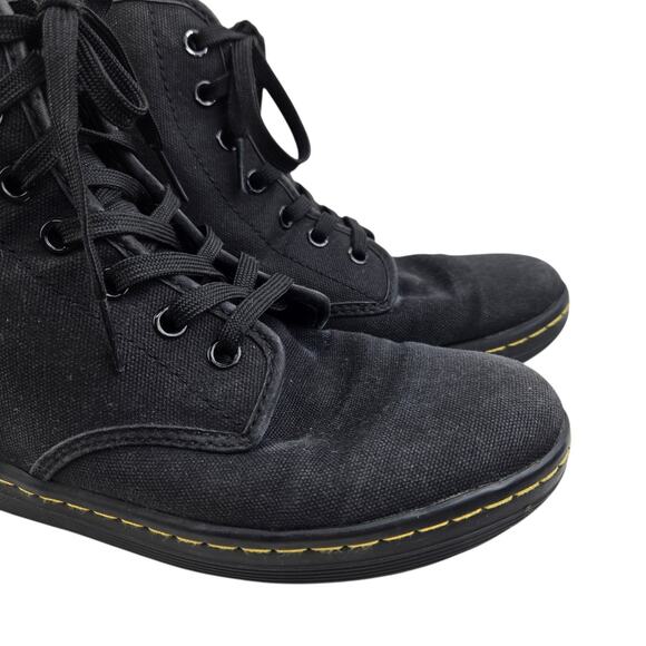 Dr Martens High Top Sneakers Womens 8 Black Canvas Comfort Casual Rock Grunge - Picture 2 of 9